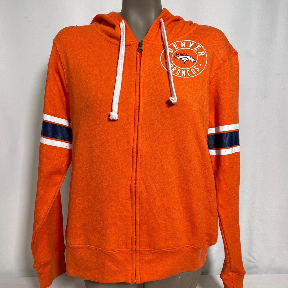 Denver Broncos NFL Orange Heather Full Zip Sideline Hoodie Juniors XL 15/17 NWT